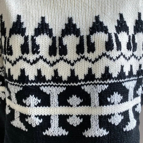 Vintage Kari Lynn Virgin Acrylic Geometric Print Fairisle  Zip Shoulder Pullover - Picture 3 of 7